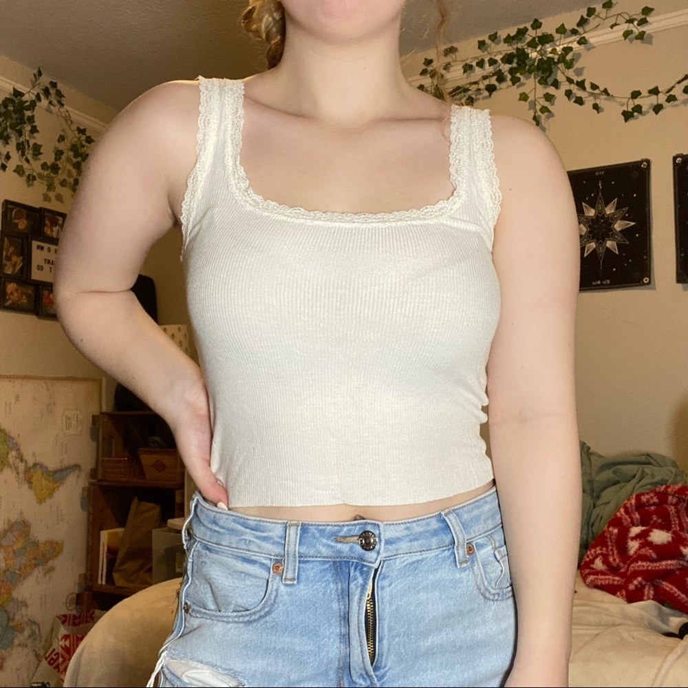 American Eagle White Lace Tank